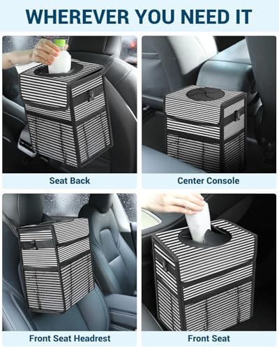 Car Trash Can with Lid (2.5 Gallons / Stripe)