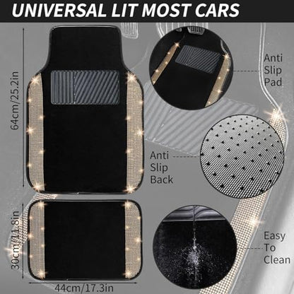 Bling Car Floor Mats Full Set (Champagne Diamond / Car Floor Mats (4 Pieces))