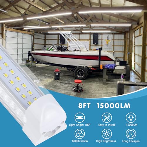 12 Pack Led Shop Lights (12PCS 8FT 2 Row Flat 6000K)