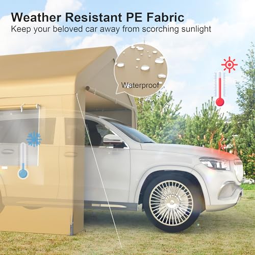 Carport 10x20 Heavy Duty Metal Carport Canopy (Begie / 10'×20')