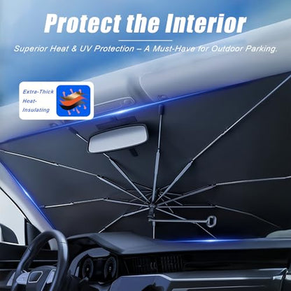 Windshield Sun Shade Umbrella (Medium-Foldable / Silver & Black)