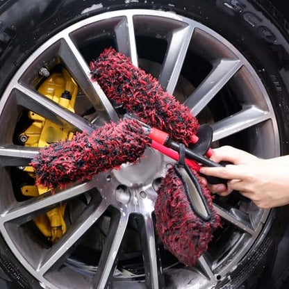 Microfiber Wheel Brush Kit (5-Pack / Red/Black)