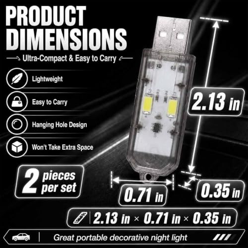 2PCS Mini USB LED Lights (White)