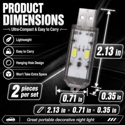 2PCS Mini USB LED Lights (White)