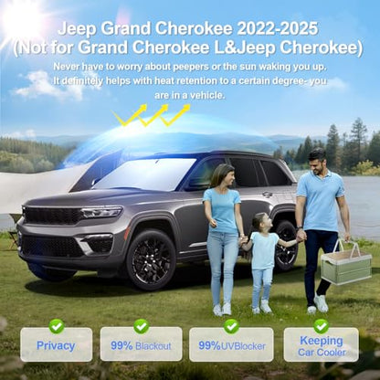 8pcs Car Window Shades for Jeep Grand Cherokee 2022 (for 2022-2025 Jeep Grand Cherokee)
