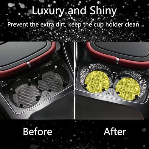 2pcs Bling Car Cup Holder Coaster (Yellow / 2pcs)