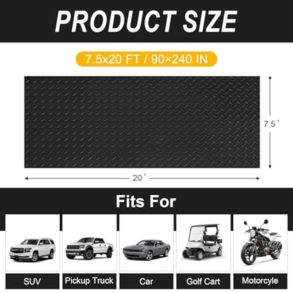 7.5x20 FT Garage Floor Mat (Matte Black / 7.5x20 FT)