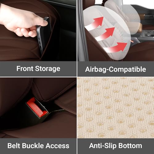 Premium Custom Fit Truck Car Seat Covers Full Set Seat Waterproof (X56 (See Vehicle Size Chart) / Full Set - Dark Brown)