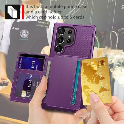 for Samsung Galaxy S23 Ultra Case with Card Holder (Purple / Samsung Galaxy S23 Ultra)