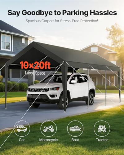 Carport 10 x 20 FT Outdoor Car Canopy (Gray / 10x20ft)