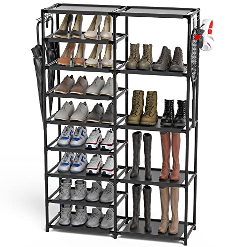 9 Tier Shoe Rack Organizer (Black / 9-tier without wheels)