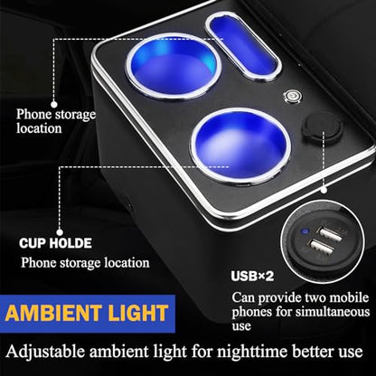 Upgrade Center Console Organizer with Cup Holder& Phone Holder
