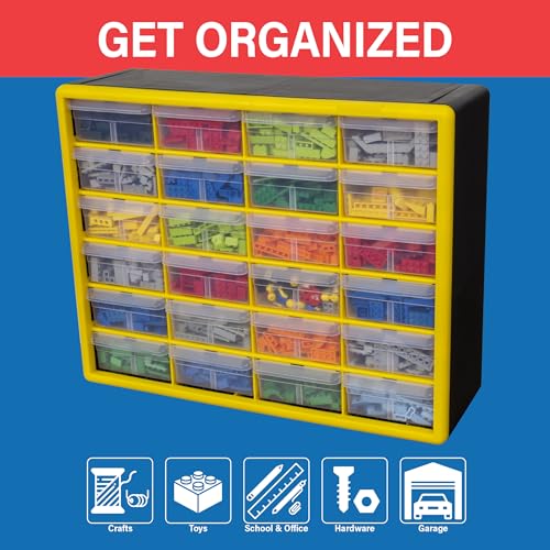24 Drawer Plastic Storage Cabinet (Yellow / 24 Drawer / 1 Pack)
