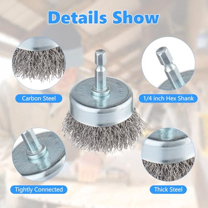 10 Pack Carbon Steel Wire Wheel Brush