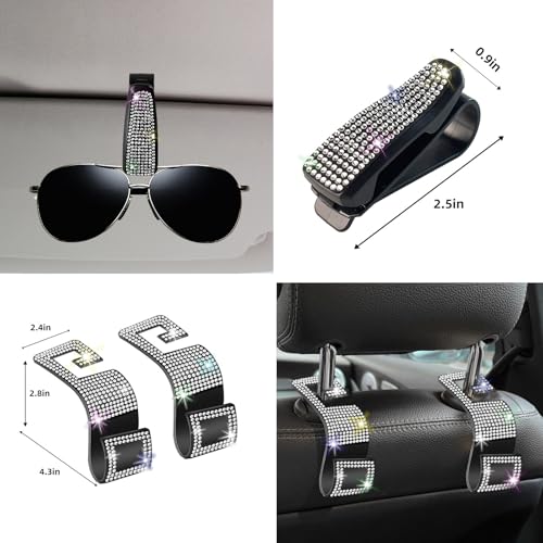 27 PCs Bling Car Accessories Set for Women (Silver Diamond)