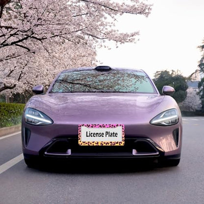 Leopard Print License Plate Frame Pink Cheetah License Plate Frames Holder (Leopard Print Pink)