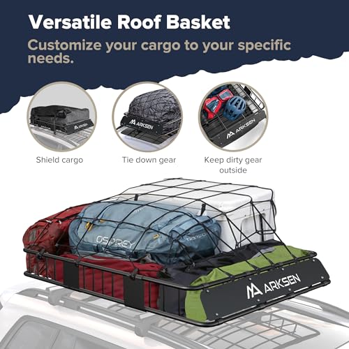 64" x 50" x 6" Extra Wide Roof Rack Basket with Extension (64" Cargo Rack w/2 Nets)