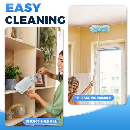50PCS Microfiber Duster Refills Kit with 5 Handles Compatible with Swiffer