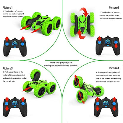 RC Stunt Car for Kids Ages 6 (Green / Standard (Headlights))