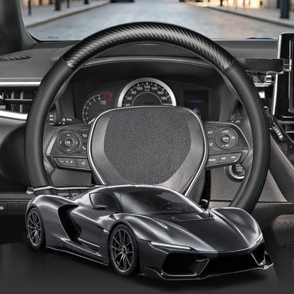 Steering Wheel Cover 14.5" (Standard size[14 1/2''-15''] / 1. Black with Carbon Fiber Pattern)
