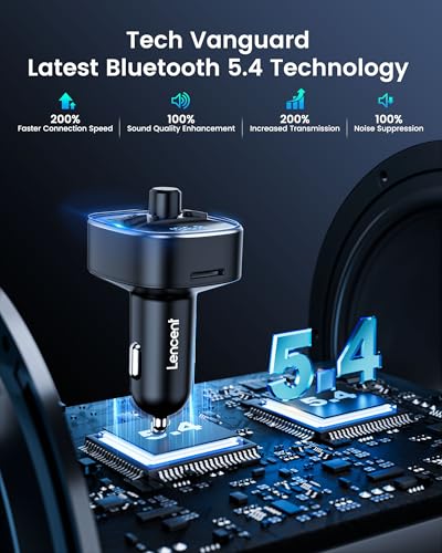 Bluetooth 5.4 FM Transmitter Car Adapter 48W PD Fast Charging (Colorful-48W)