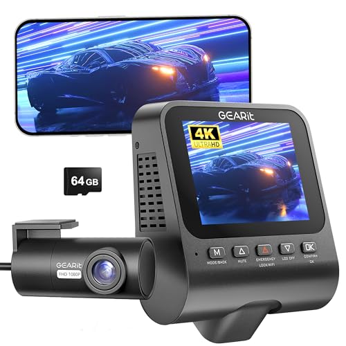 4K Dash Cam Front and Rear (2-Channel)