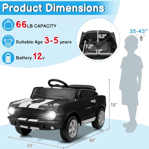 12V Licensed Shelby Electric Car for Kids (Black)