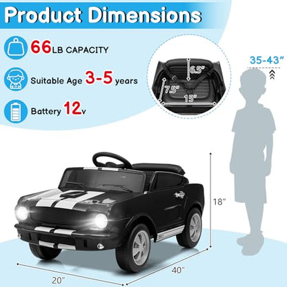 12V Licensed Shelby Electric Car for Kids (Black)