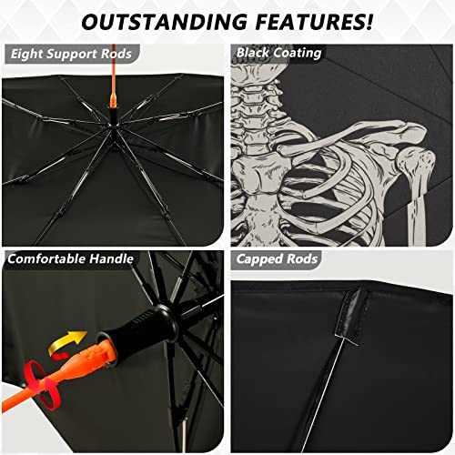 Skull Windshield Sun Shade Umbrella Fun Human Skeleton Black Foldable Car Front Window Sunshade Blocks UV Rays Heat Keep Vehicle Cool (multi 15)