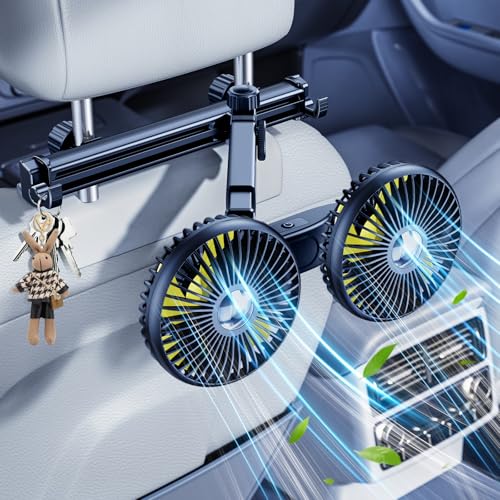 Long Arm Dual Head Car Cooling Fans for Back Seat for Kids (Battery Powered-Long Arm)