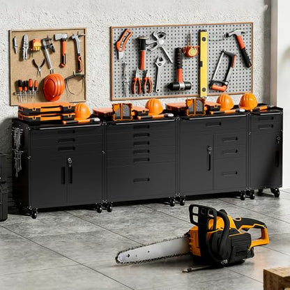Metal Storage Cabinet for Garage (Black / S - 2 Drawers & 1 Door (Wheeled))