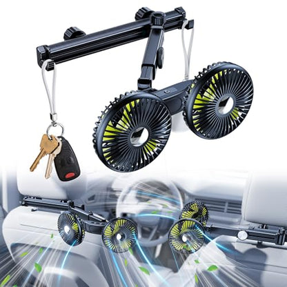 Dual Head Car Fan for Back Seat (CARFAN-BAT-ARM / Graphite)