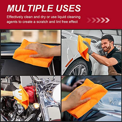 200 Pcs Microfiber Cleaning Cloth 16x16 Inch Microfiber Towels for Car Ultra Absorbent Cleaning Rags Reusable Lint Free Streak Free Detailing Towel for Car Washing Drying Dusting (Orange)