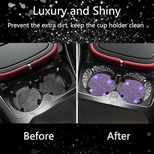 4pcs Bling Car Cup Holder Coaster (Purple Violet / 4pcs)