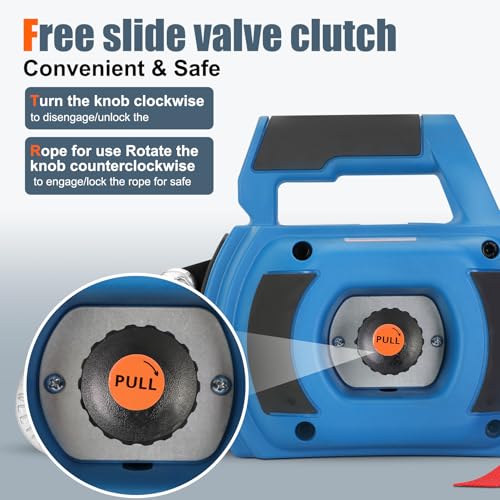 Portable Drill Winch of 1000 LB (1000 lb. Capacity Synthetic Rope（Blue）)