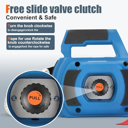 Portable Drill Winch of 1000 LB (1000 lb. Capacity Synthetic Rope（Blue）)