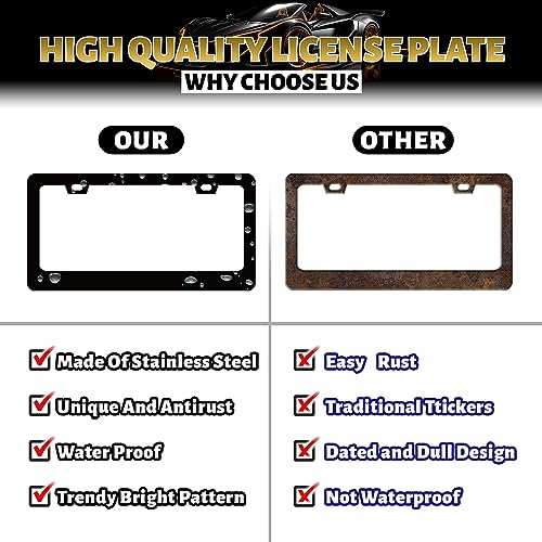 Patriotic American Flag License Plate Frame US License Holder with 2 Holes (Patriotic Flag American)
