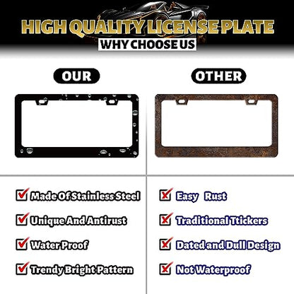 Patriotic American Flag License Plate Frame US License Holder with 2 Holes (Patriotic Flag American)