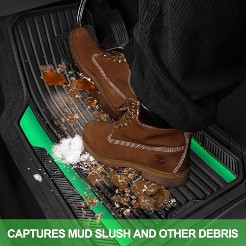 Heavy Duty Rubber Car Mats Metallic (Black Green)