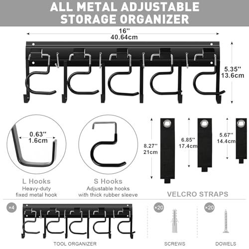 Metal Garage Tool Organizer Wall Mount (4 Pack)