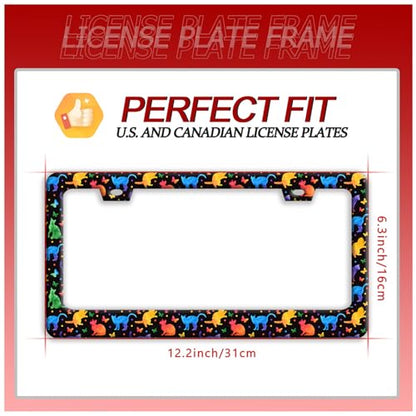 Colorful Cute Cat Pet Stainless Steel License Plate Frame for US Cars Decor (Colorful Cat)