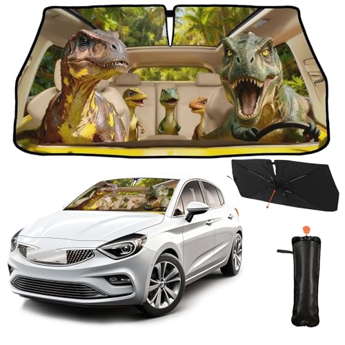 Funny Animal Car Windshield Sun Shade Umbrella (Funny-Dinosaur-2)