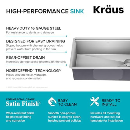 Stainless Steel 32 in Undermount Kitchen Sink KWU110 (Stainless Steel / 32 Inch / Sink)