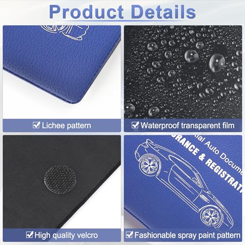 Car Registration and Insurance Card Holder (Lychee pattern Blue)