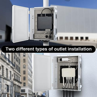 Outdoor Electrical Junction Box with High Power Outlet (16"H x 12"L x 5.9"W & Outlet)