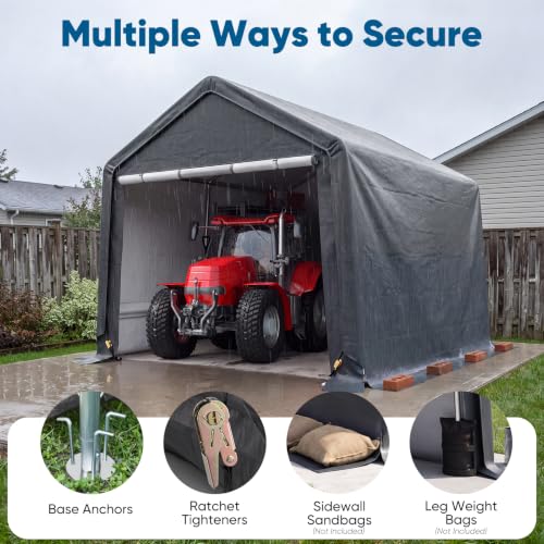 8x10FT Carport Shelter Storage Shed with Roll (8'X10' / Dark Gray)