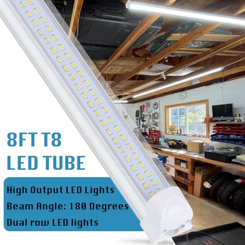 12 Pack Led Shop Lights (12PCS 8FT 2 Row Flat 6000K)