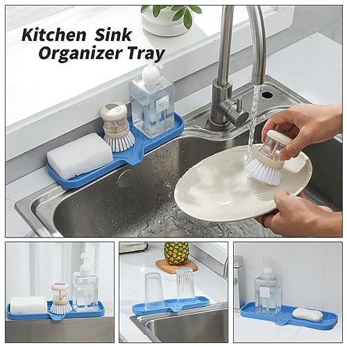 Silicone Soap Dish with Drain Spout (Lichen Blue / L(12"×4"))