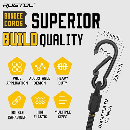 Bungee Cords with Hooks (Black / 12-Pack Assortment - Black)