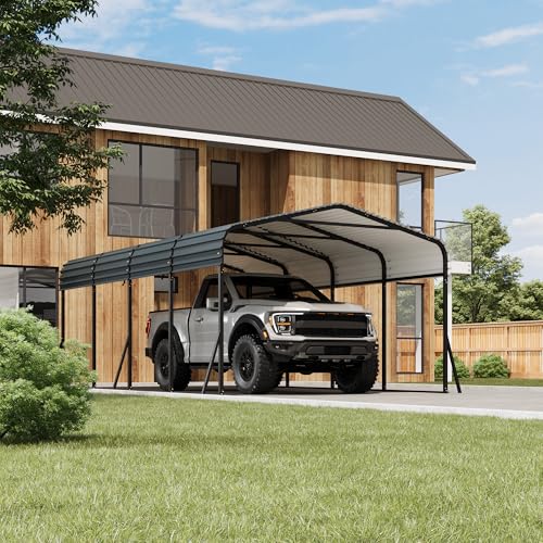 12' x 20' Heavy Duty Metal Carport with Galvanized Steel Roof (12x20FT)